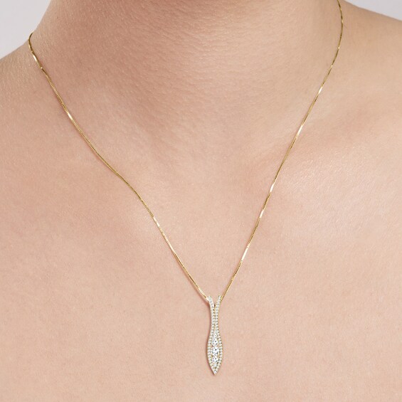 5/8 CT. T.W. Diamond Elongated Marquise Pendant in 10K Gold 5/8 CT. T.W. Diamond Elongated Marquise Pendant in 10K Gold
