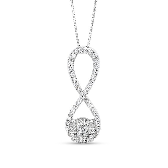 1/3 CT. T.w. Composite Diamond Frame Infinity Pendant in 10K White Gold