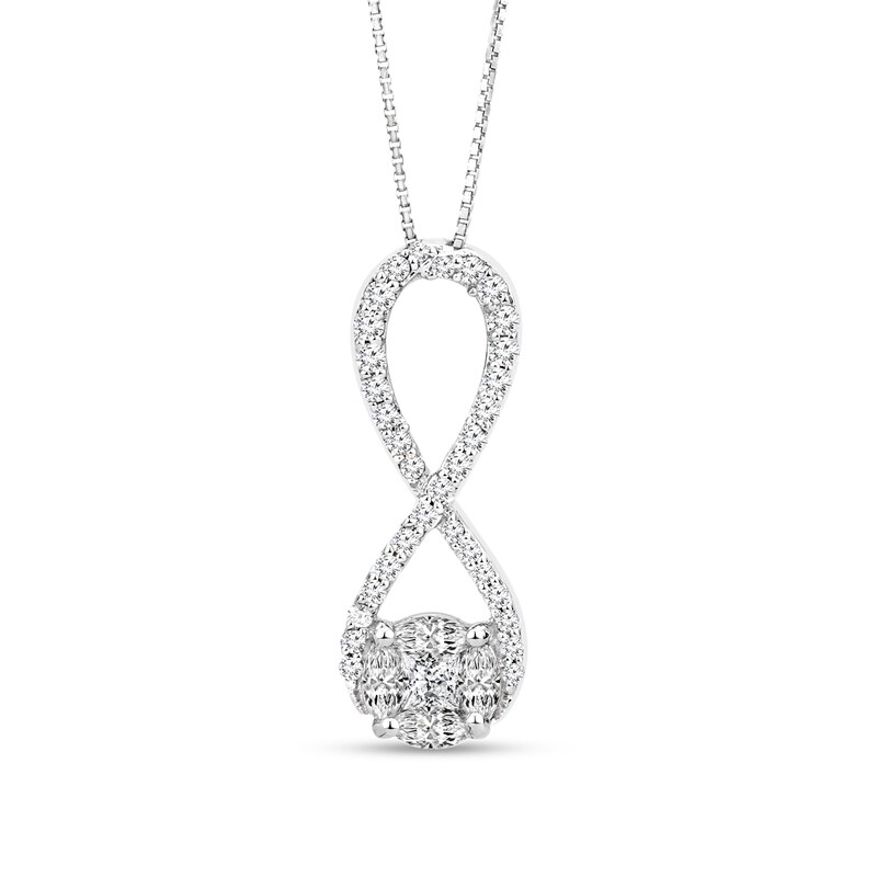 Main Image 1 of 1/3 CT. T.W. Composite Diamond Frame Infinity Pendant in 10K White Gold