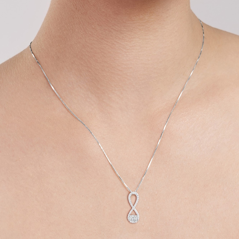 Main Image 2 of 1/3 CT. T.W. Composite Diamond Frame Infinity Pendant in 10K White Gold