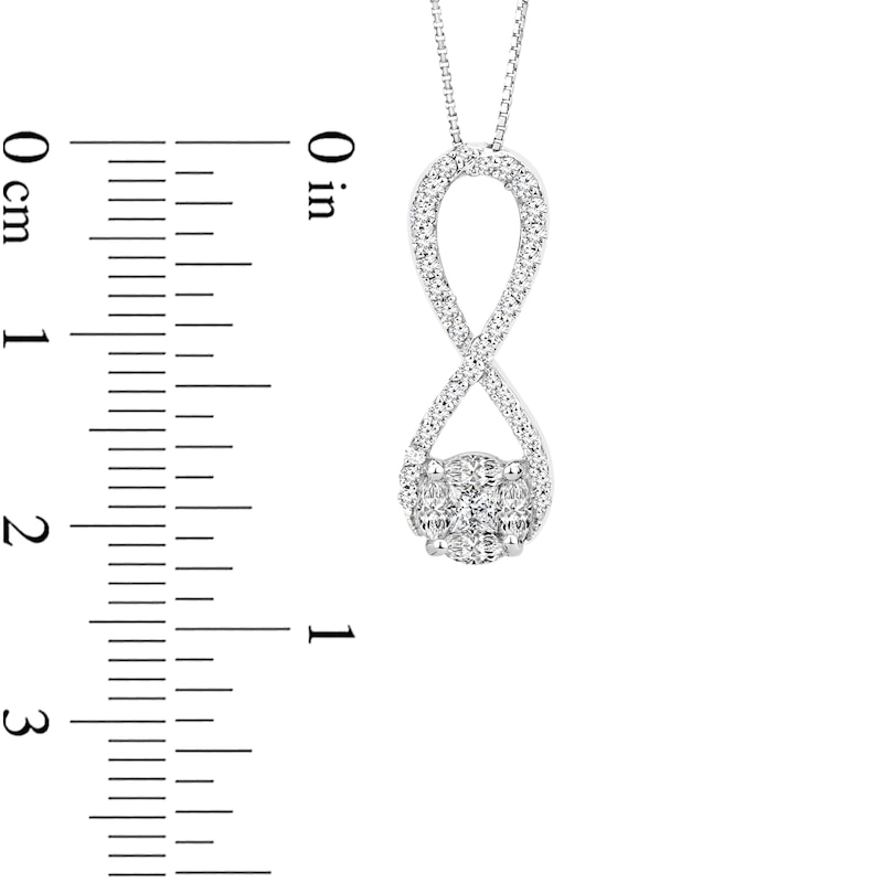 Main Image 3 of 1/3 CT. T.W. Composite Diamond Frame Infinity Pendant in 10K White Gold