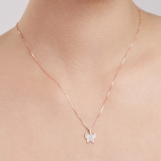 1/3 CT. T.w. Multi-Stone Diamond Butterfly Pendant in 10K Rose Gold