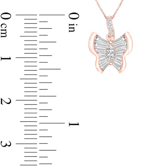 1/3 CT. T.w. Multi-Stone Diamond Butterfly Pendant in 10K Rose Gold