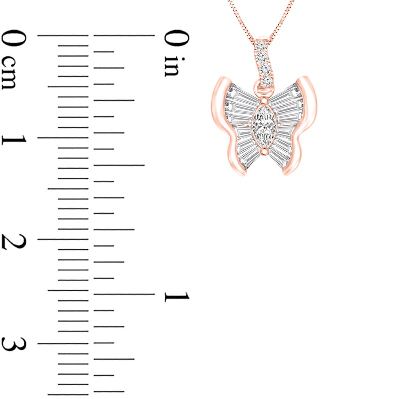 Main Image 3 of 1/3 CT. T.W. Multi-Stone Diamond Butterfly Pendant in 10K Rose Gold