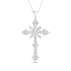 Thumbnail Image 0 of 3 CT. T.W. Baguette and Round Diamond Cross Pendant in 14K White Gold