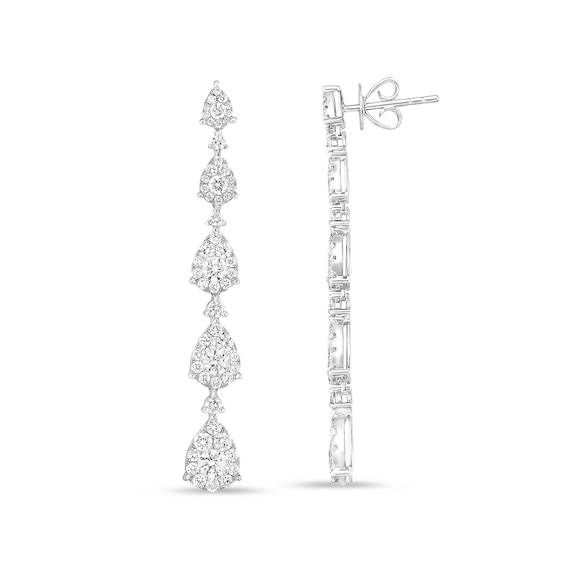 2-1/5 CT. T.w. Diamond Teardrop Frame Graduated Linear Drop Earrings in 14K White Gold