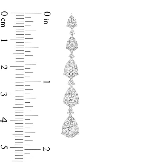 2-1/5 CT. T.W. Diamond Teardrop Frame Graduated Linear Drop Earrings in 14K White Gold 2-1/5 CT. T.W. Diamond Teardrop Frame Graduated Linear Drop Earrings in 14K White Gold