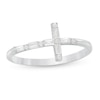 Thumbnail Image 0 of 1/6 CT. T.W. Baguette and Round Diamond Sideways Cross Ring in 10K White Gold