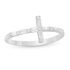 Thumbnail Image 1 of 1/6 CT. T.W. Baguette and Round Diamond Sideways Cross Ring in 10K White Gold