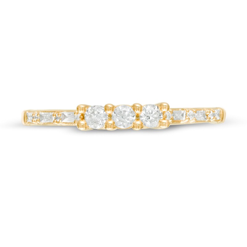 Main Image 4 of 1/4 CT. T.W. Diamond Three Stone Promise Ring in 10K Gold