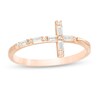 Thumbnail Image 1 of 1/6 CT. T.W. Baguette and Round Diamond Sideways Cross Ring in 10K Rose Gold