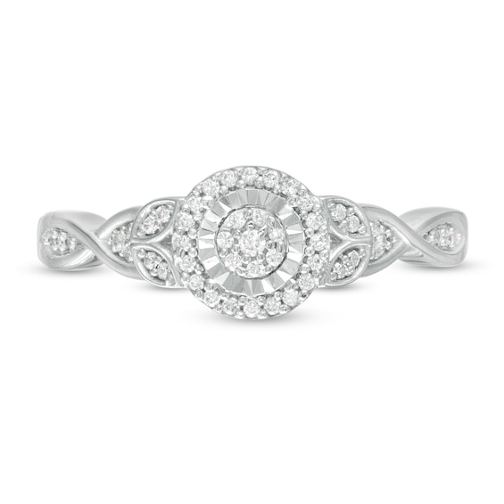 1/6 CT. T.w. Composite Diamond Frame Petal-Sides Promise Ring in 10K White Gold