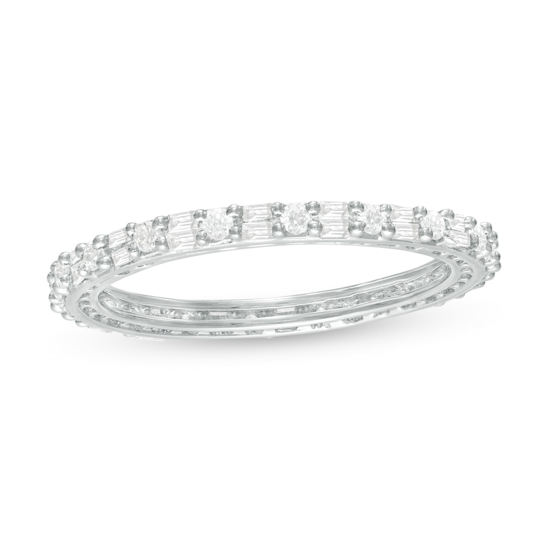 Main Image 1 of 1/2 CT. T.W. Baguette and Round Diamond Eternity Band in 10K White Gold
