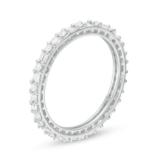 1/2 CT. T.w. Baguette and Round Diamond Eternity Band in 10K White Gold