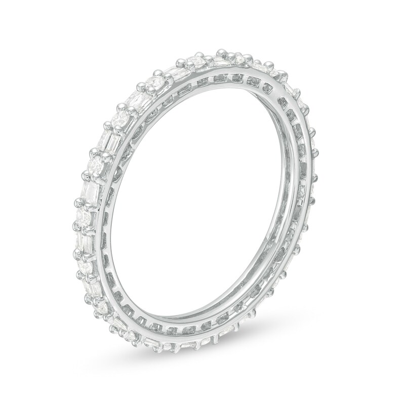 Main Image 3 of 1/2 CT. T.W. Baguette and Round Diamond Eternity Band in 10K White Gold