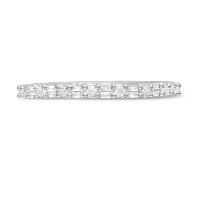 Main Image 4 of 1/2 CT. T.W. Baguette and Round Diamond Eternity Band in 10K White Gold