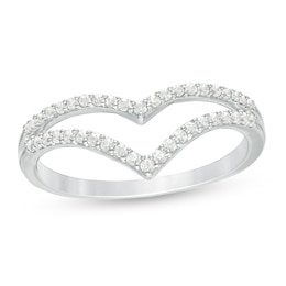1/4 CT. T.W. Diamond Double Chevron Split Shank Anniversary Band in 10K White Gold