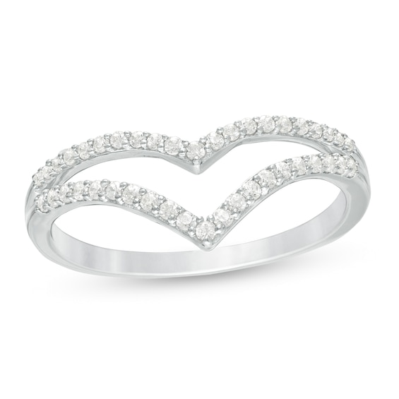 1/4 CT. T.w. Diamond Double Chevron Split Shank Anniversary Band in 10K White Gold