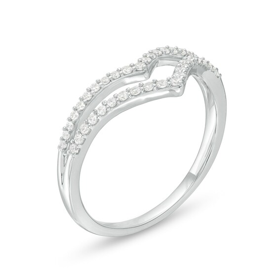 1/4 CT. T.w. Diamond Double Chevron Split Shank Anniversary Band in 10K White Gold