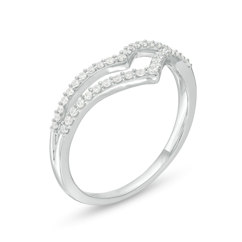 Main Image 3 of 1/4 CT. T.W. Diamond Double Chevron Split Shank Anniversary Band in 10K White Gold