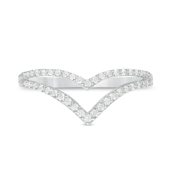 1/4 CT. T.w. Diamond Double Chevron Split Shank Anniversary Band in 10K White Gold
