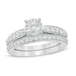1 CT. T.W. Diamond Tapered Shank Bridal Set in 10K White Gold