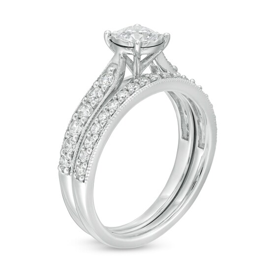 1 CT. T.w. Diamond Tapered Shank Bridal Set in 10K White Gold