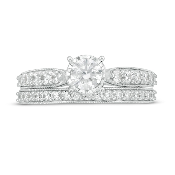 1 CT. T.w. Diamond Tapered Shank Bridal Set in 10K White Gold