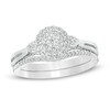 Thumbnail Image 1 of 1/4 CT. T.W. Composite Diamond Frame Leaf-Sides Split Shank Bridal Set in Sterling Silver
