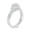 Thumbnail Image 3 of 1/4 CT. T.W. Composite Diamond Frame Leaf-Sides Split Shank Bridal Set in Sterling Silver