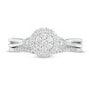 Thumbnail Image 4 of 1/4 CT. T.W. Composite Diamond Frame Leaf-Sides Split Shank Bridal Set in Sterling Silver