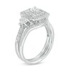 Thumbnail Image 2 of 1 CT. T.W. Diamond Cushion Frame Tri-Sides Vintage-Style Bridal Set in 10K White Gold