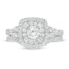 Thumbnail Image 3 of 1 CT. T.W. Diamond Cushion Frame Tri-Sides Vintage-Style Bridal Set in 10K White Gold