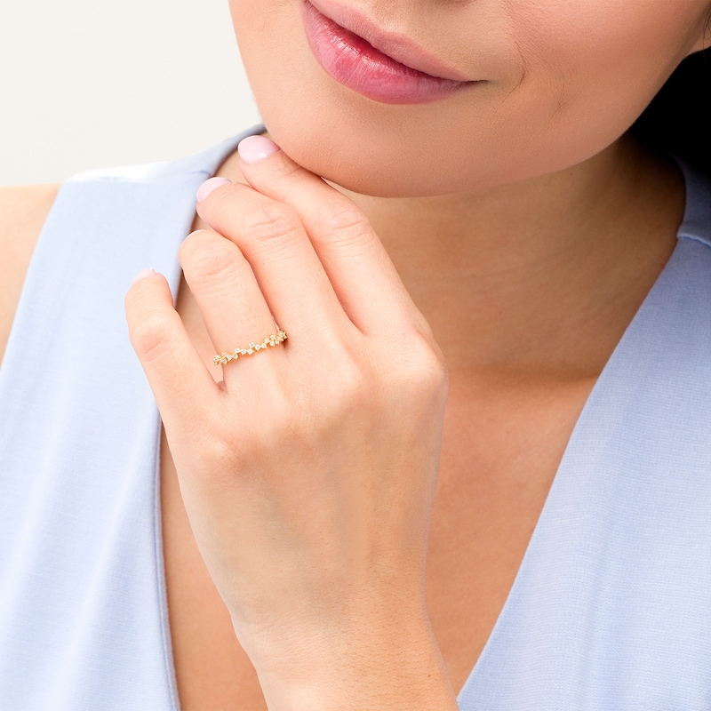 Main Image 2 of 1/5 CT. T.W. Diamond Scattered Anniversary Band in 10K Gold