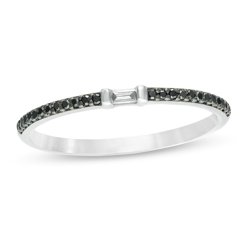 Main Image 1 of 1/10 CT. T.W. Enhanced Black and White Diamond Anniversary Band in 10K White Gold