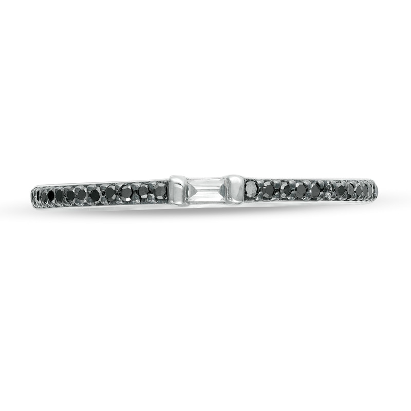 Main Image 4 of 1/10 CT. T.W. Enhanced Black and White Diamond Anniversary Band in 10K White Gold