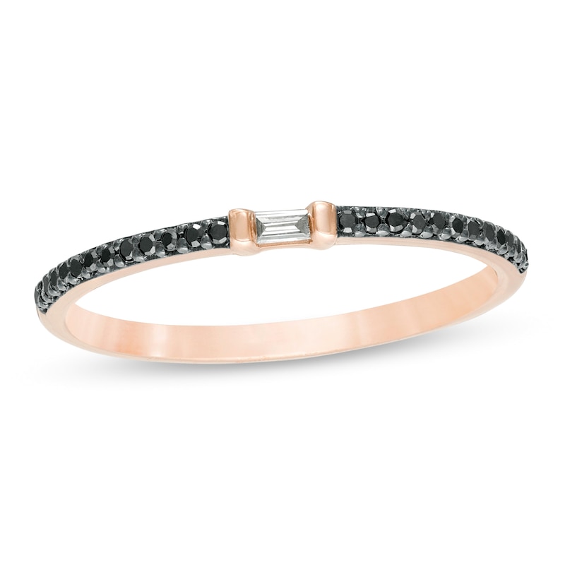 Main Image 1 of 1/10 CT. T.W. Enhanced Black and White Diamond Anniversary Band in 10K Rose Gold