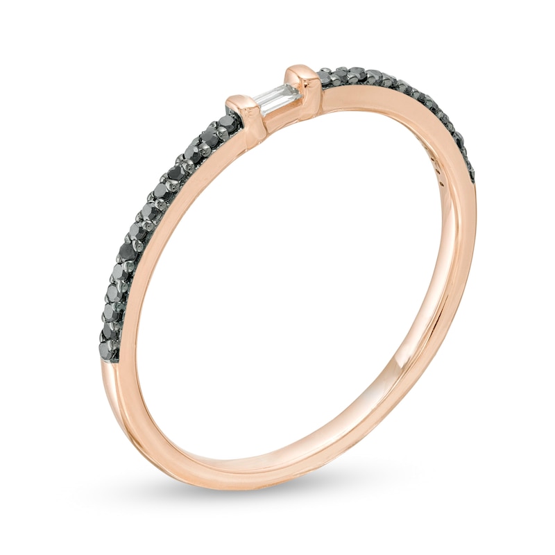Main Image 3 of 1/10 CT. T.W. Enhanced Black and White Diamond Anniversary Band in 10K Rose Gold