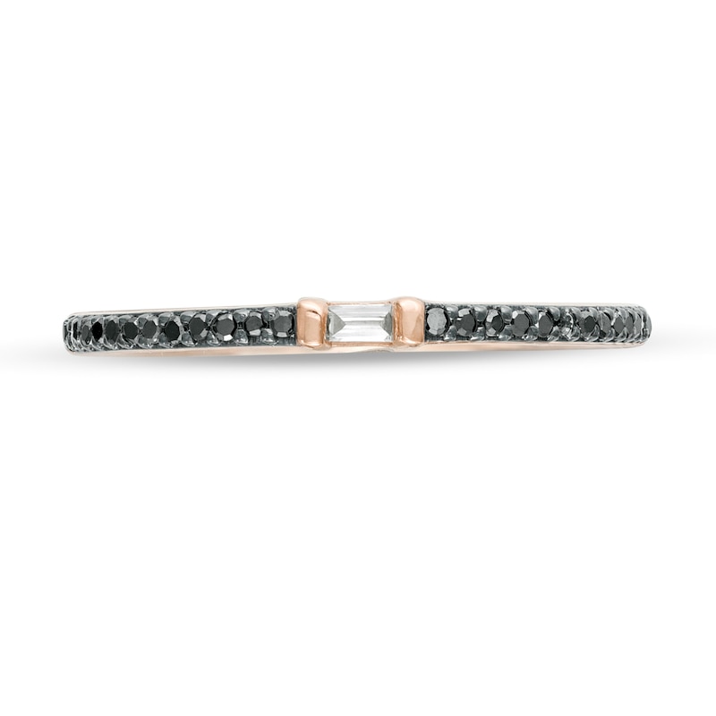 Main Image 4 of 1/10 CT. T.W. Enhanced Black and White Diamond Anniversary Band in 10K Rose Gold
