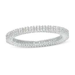 1/2 CT. T.W. Baguette and Round Duo Diamond Eternity Band in 10K White Gold