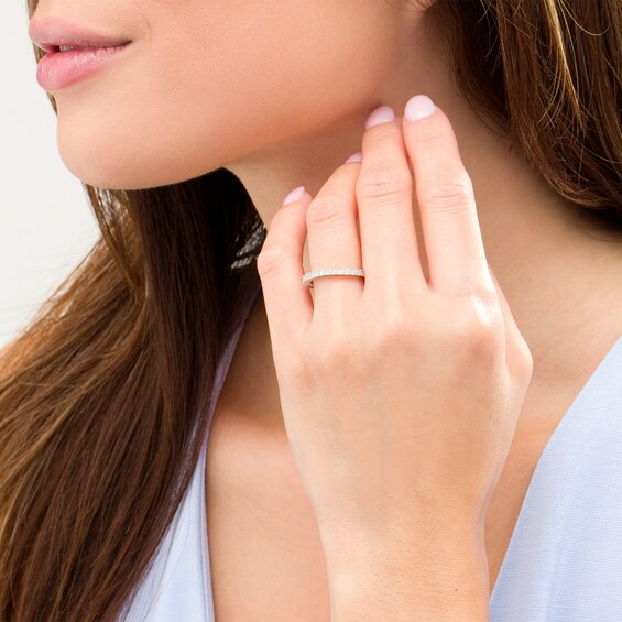 1/2 CT. T.w. Baguette and Round Duo Diamond Eternity Band in 10K White Gold