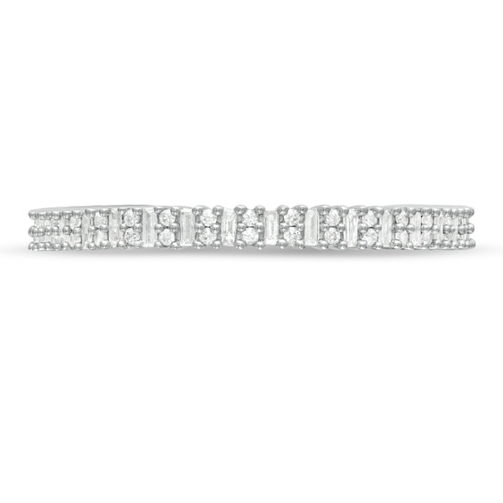 1/2 CT. T.w. Baguette and Round Duo Diamond Eternity Band in 10K White Gold