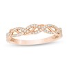 Thumbnail Image 1 of 1/6 CT. T.W. Diamond Twist Anniversary Band in 10K Rose Gold