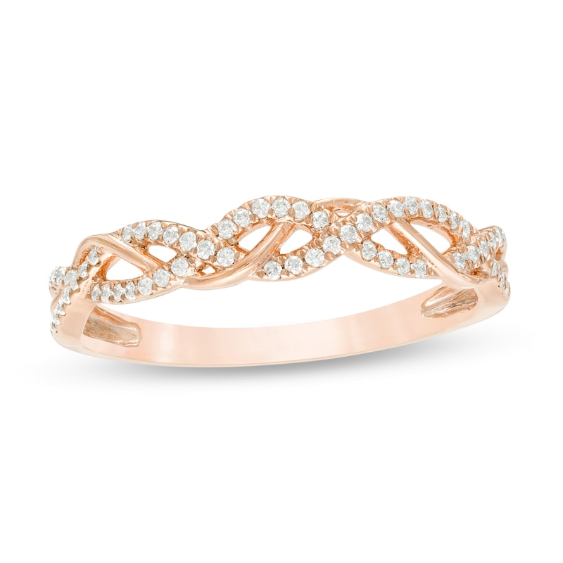 Main Image 1 of 1/6 CT. T.W. Diamond Twist Anniversary Band in 10K Rose Gold