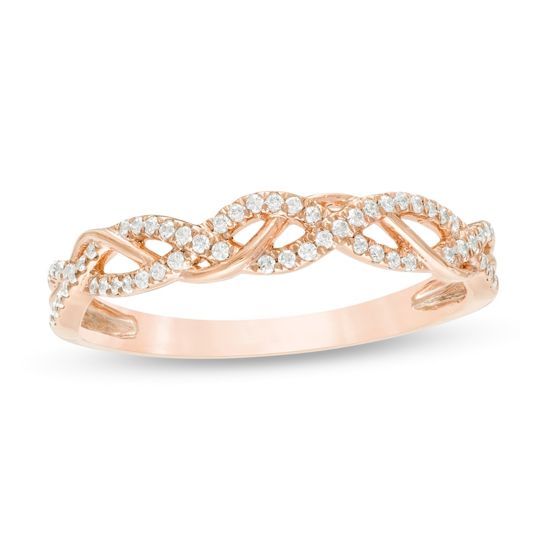 1/6 CT. T.W. Diamond Twist Anniversary Band in 10K Rose Gold