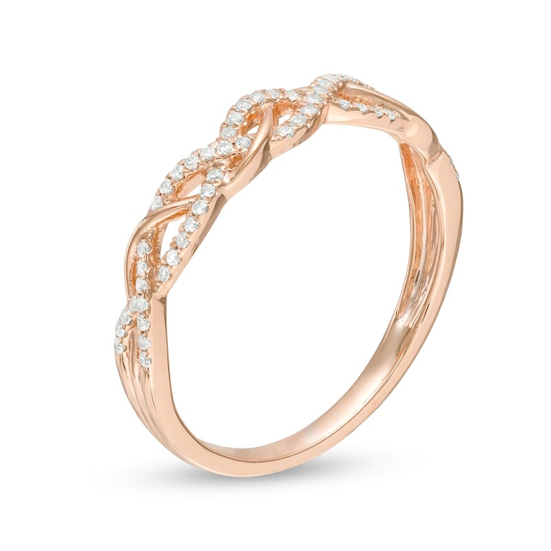 Main Image 3 of 1/6 CT. T.W. Diamond Twist Anniversary Band in 10K Rose Gold