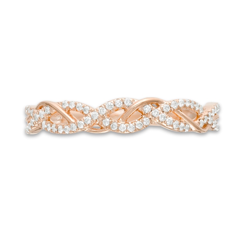 Main Image 4 of 1/6 CT. T.W. Diamond Twist Anniversary Band in 10K Rose Gold