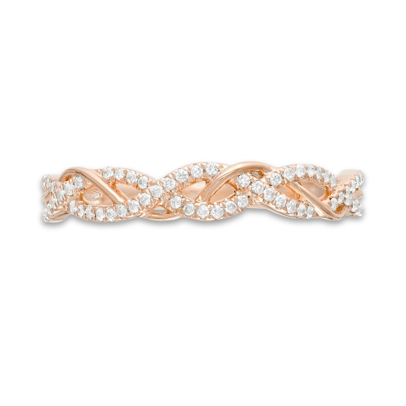 1/6 CT. T.W. Diamond Twist Anniversary Band in 10K Rose Gold