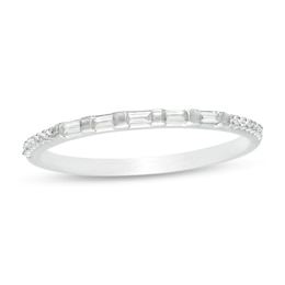 1/8 CT. T.W. Baguette and Round Diamond Anniversary Band in 10K White Gold