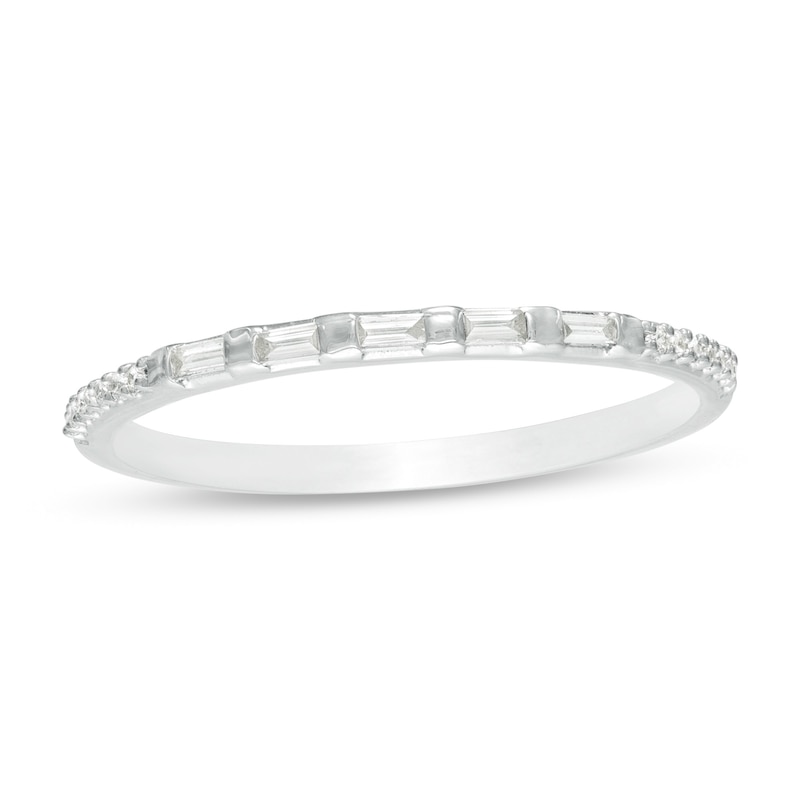 Main Image 1 of 1/8 CT. T.W. Baguette and Round Diamond Anniversary Band in 10K White Gold